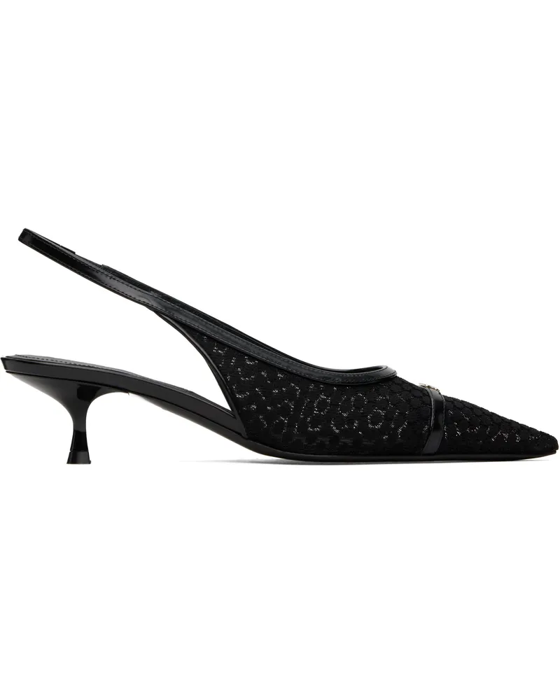 Victoria Beckham Black Mesh Slingback Kitten Heel 21090-001-black