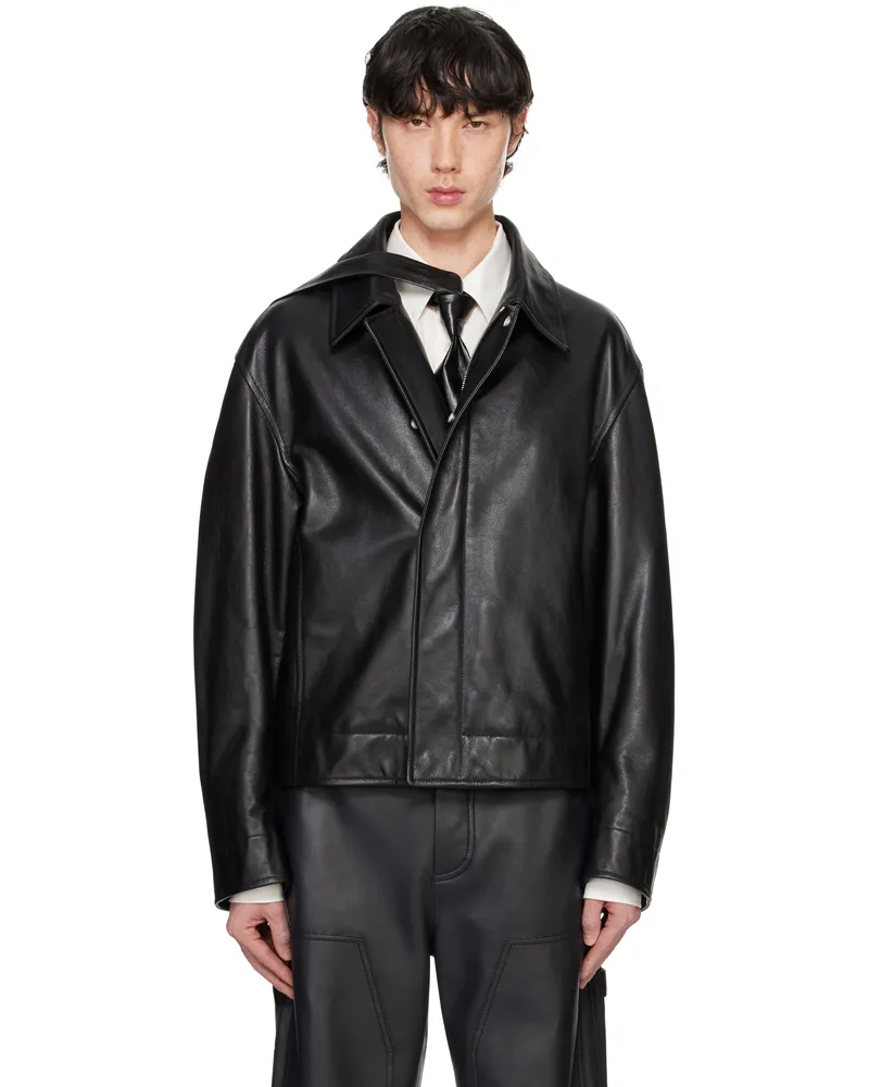 Bottega Veneta Black Natural Calf Leather Jacket Black