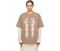 Brown 'White Foliage' Long Sleeve T-Shirt