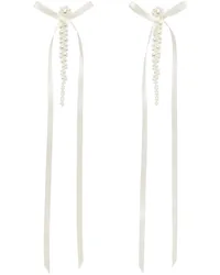 Simone Rocha Off-White Bow Ribbon Drip Earrings Pearl