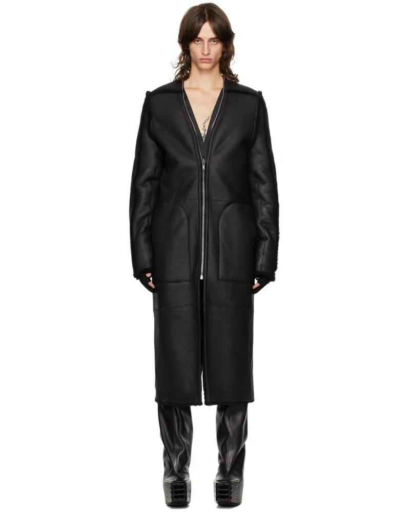 Rick Owens Black Porterville Klaus Reversible Shearling Jacket 909