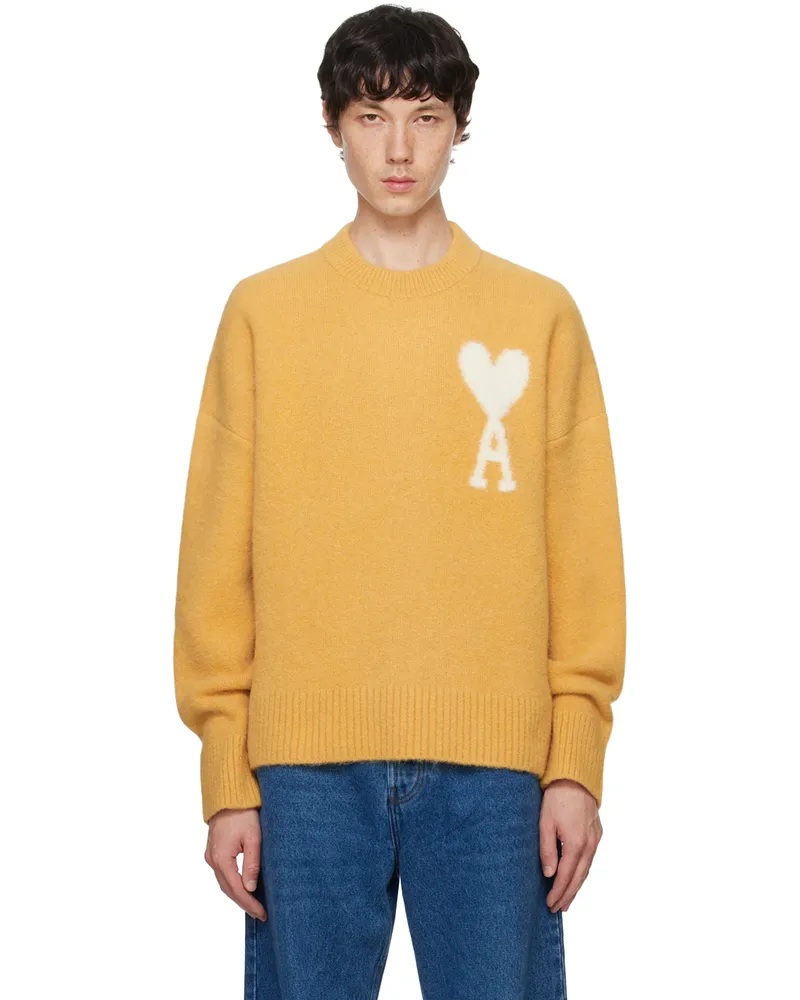 AMI Paris Yellow Ami De Cœur Sweater Mustard
