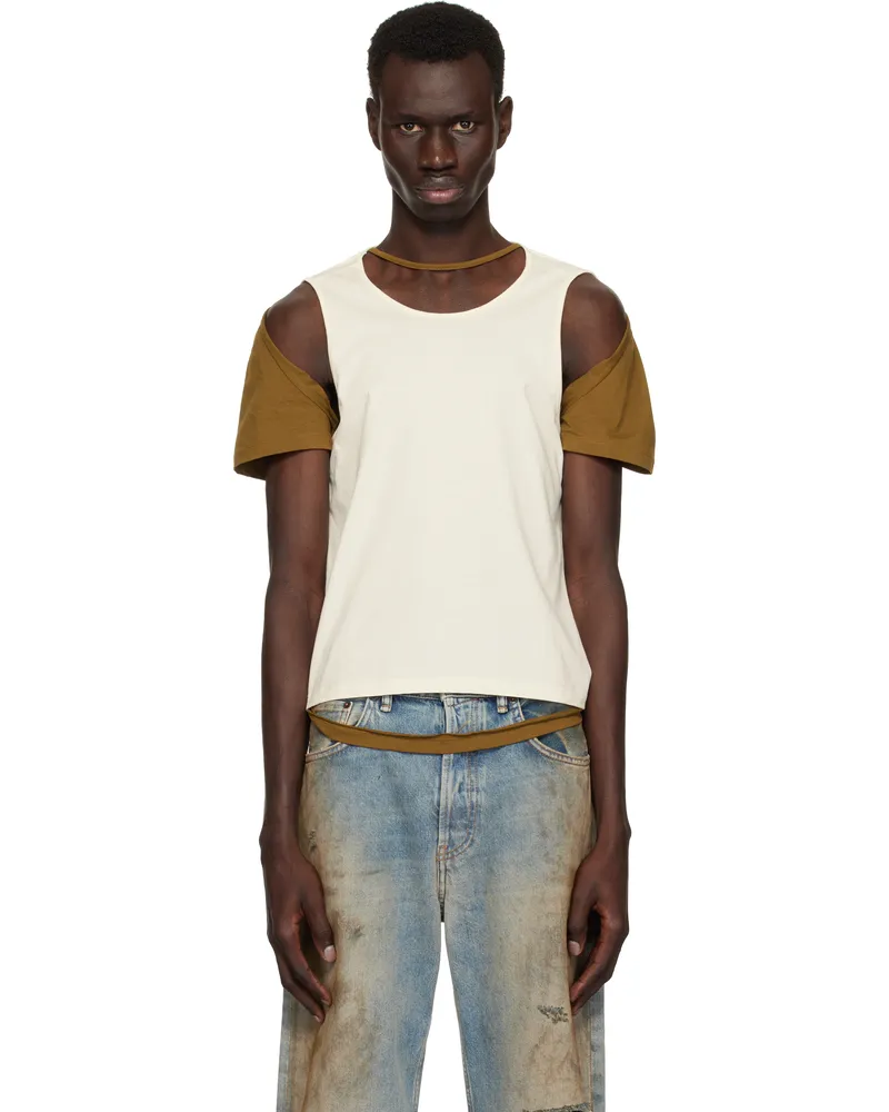 Eckhaus Latta Off-White & Brown Hugging T-shirt Coconut