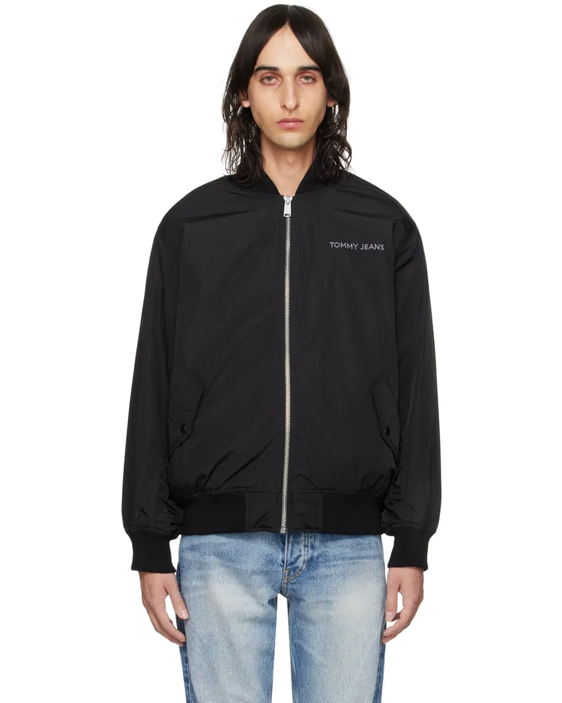 Tommy Hilfiger Black Embroidered Bomber Jacket Black
