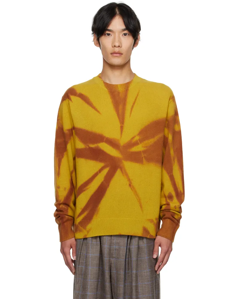 The Elder Statesman Yellow Mythic Tranquility Crew Sweater D445