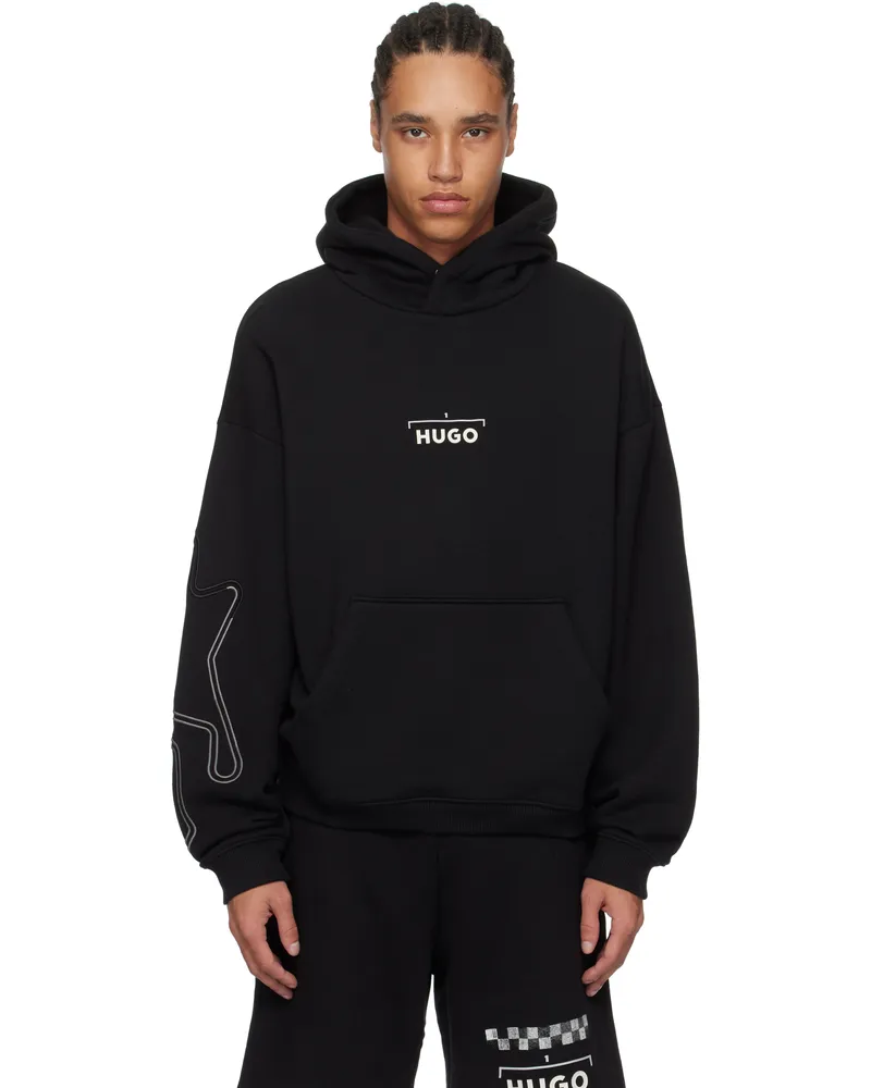HUGO BOSS Black Racing Print Hoodie 001-black