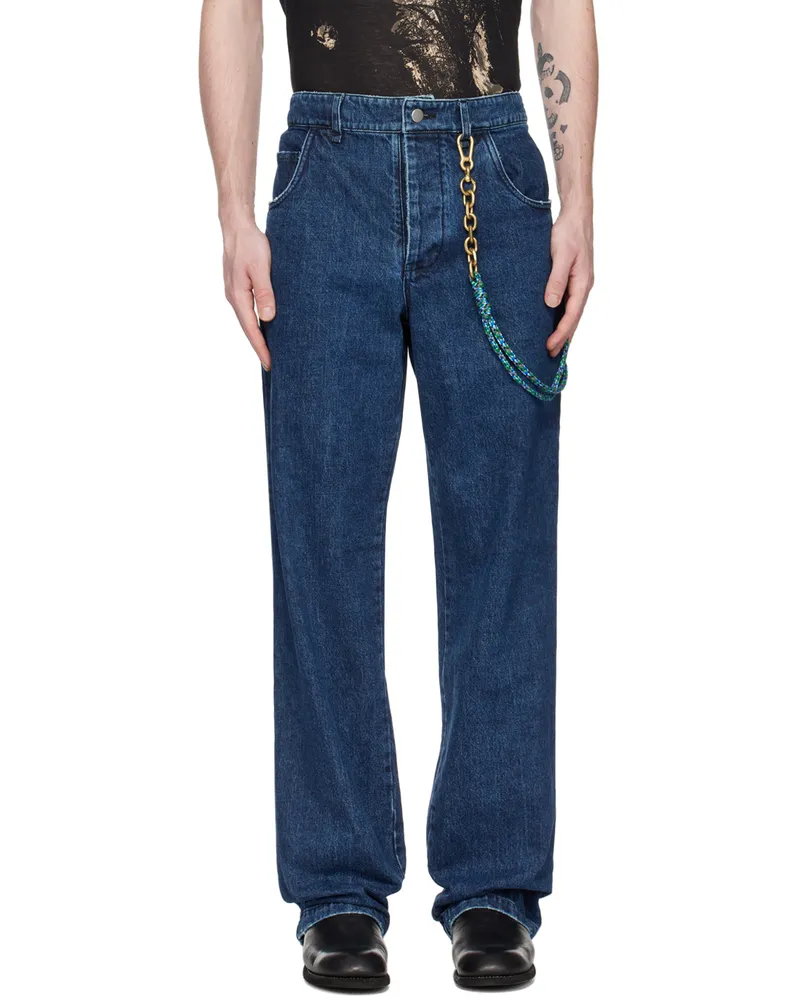 Song For The Mute Navy Long Work Jeans Indigo