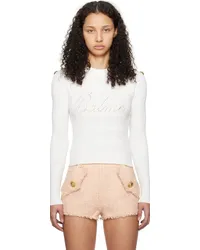 Balmain White Signature Sweater 0fa