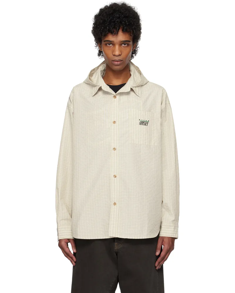 Kijun Off-White Check Hoodie Shirt Ivory