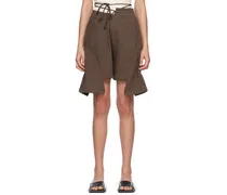 Brown Asymmetric Shorts