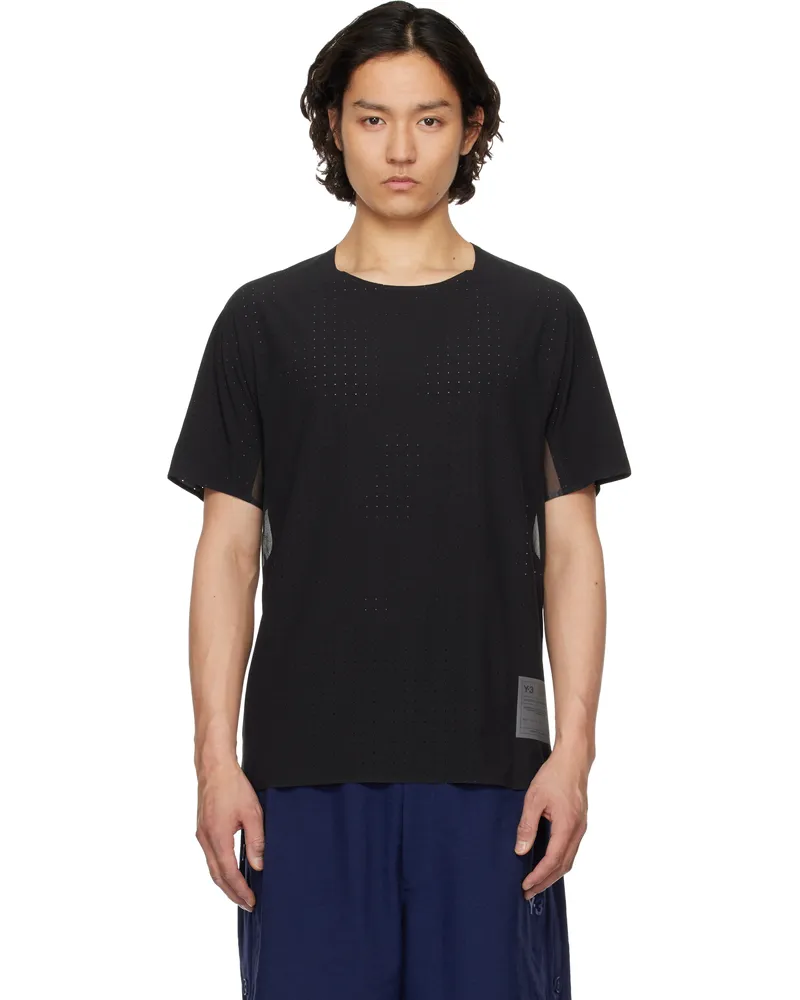 Y-3 Black Running Short Sleeve T-shirt Black