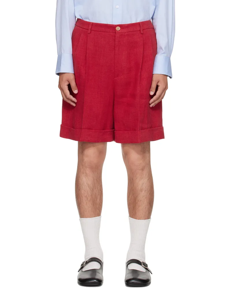 Valentino Garavani Red Linen Bermuda Shorts C61