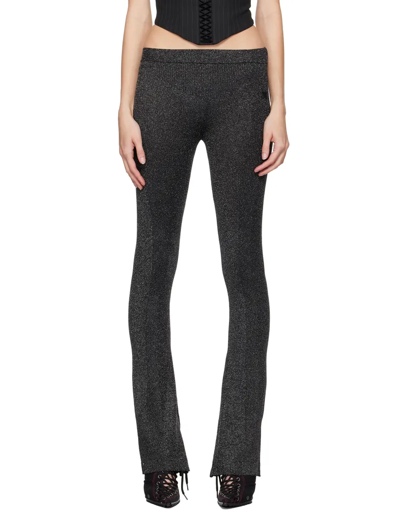 MISBHV Black Knitted Flared Trousers Silver