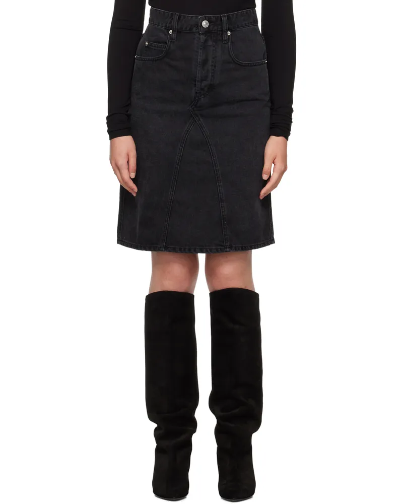 Étoile Isabel Marant Black Fiali Denim Midi Skirt 02fk