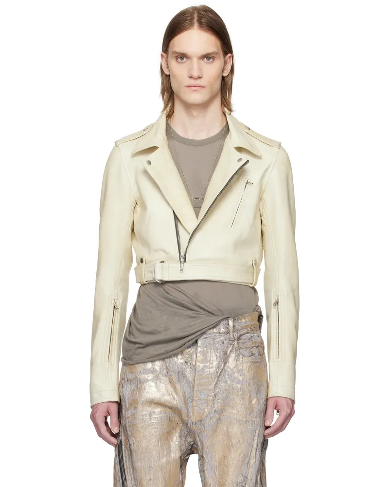 Rick Owens Beige Hollywood Cropped Luke S Stooges Leather Jacket 81