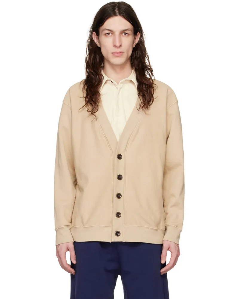 LES TIEN Beige Y-Neck Cardigan Almond