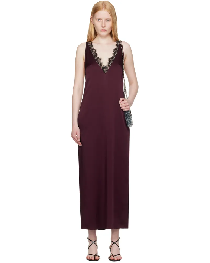 Stella McCartney Burgundy Satin Slip Maxi Dress 6017