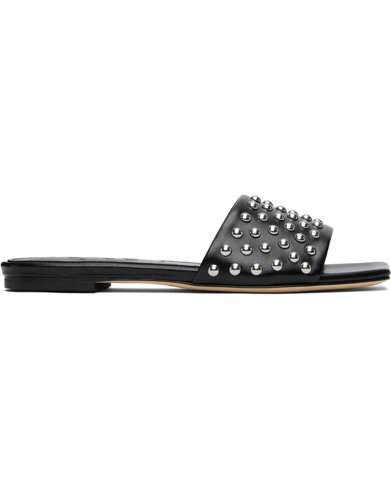 aeyde Black Anna Studded Leather Sandals Black