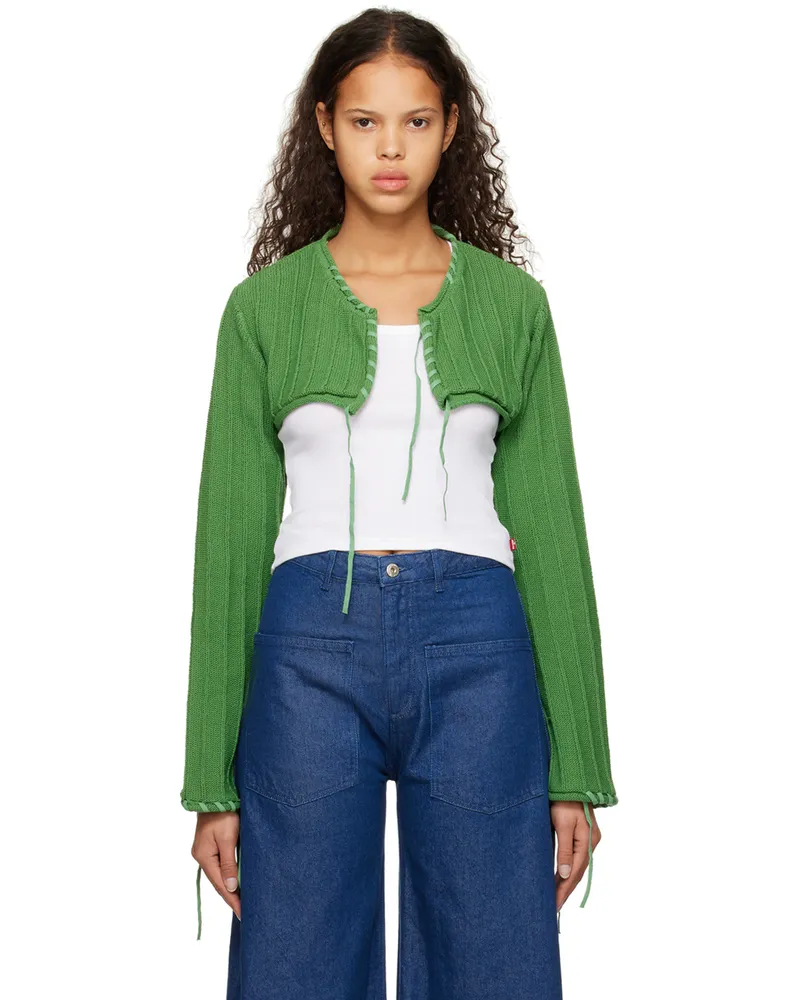 OPEN YY Green Drawstring Cardigan Green