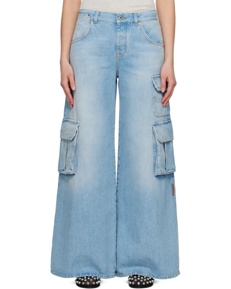OFF-WHITE Blue Wide-Leg Denim Jeans Bleach