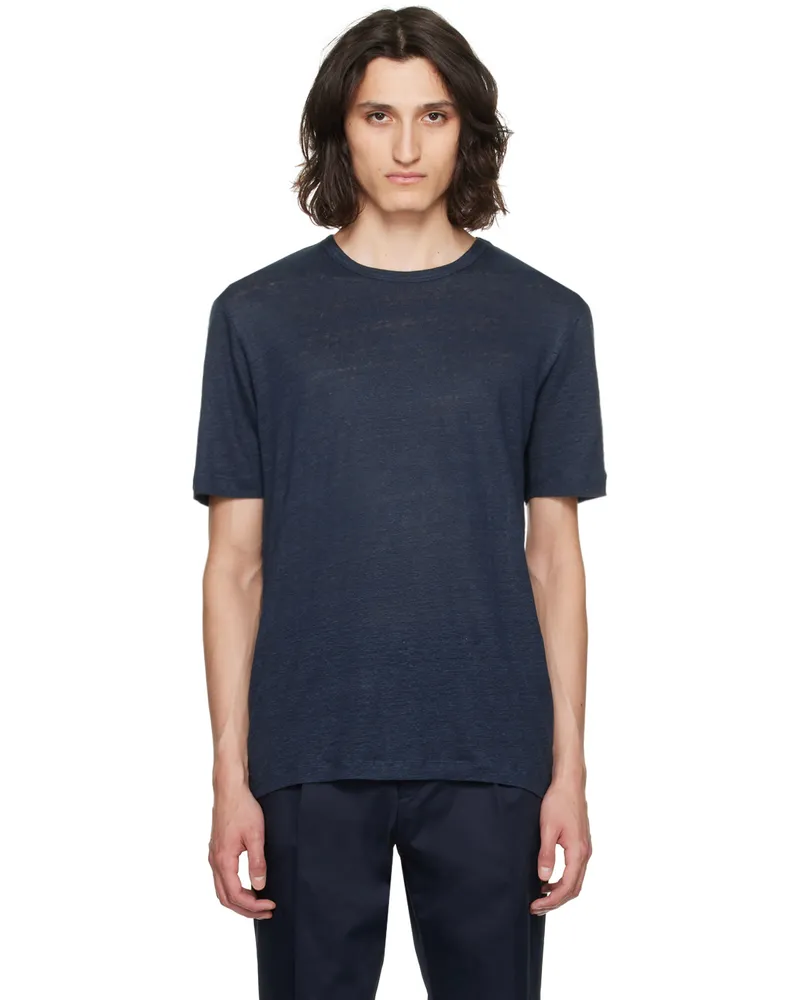 HUGO BOSS Navy Slub T-Shirt 404-dark