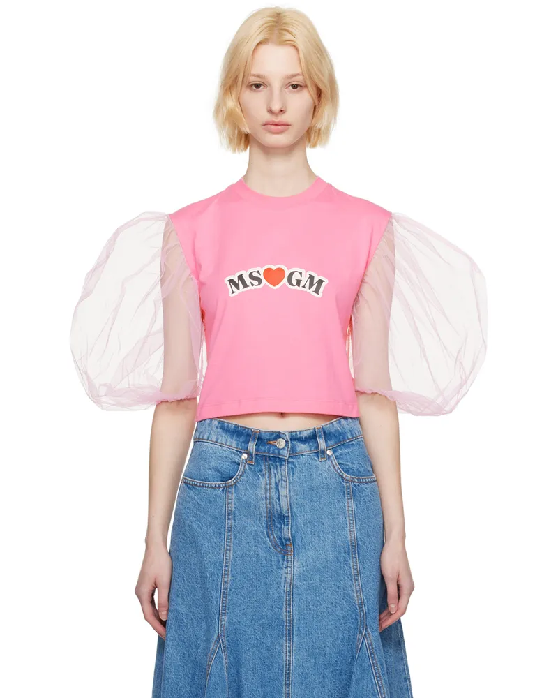 MSGM Pink Balloon Sleeves T-Shirt 13