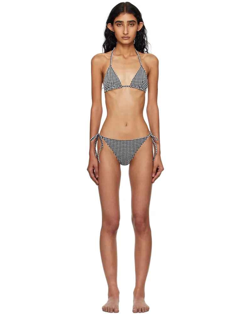 Hunza G Black & White Gingham Seersucker Sabrina Bikini Black