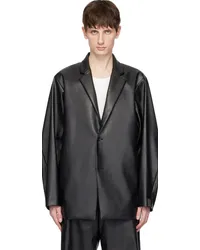 N.HOOLYWOOD Black Padded Shoulder Faux-Leather Blazer Black