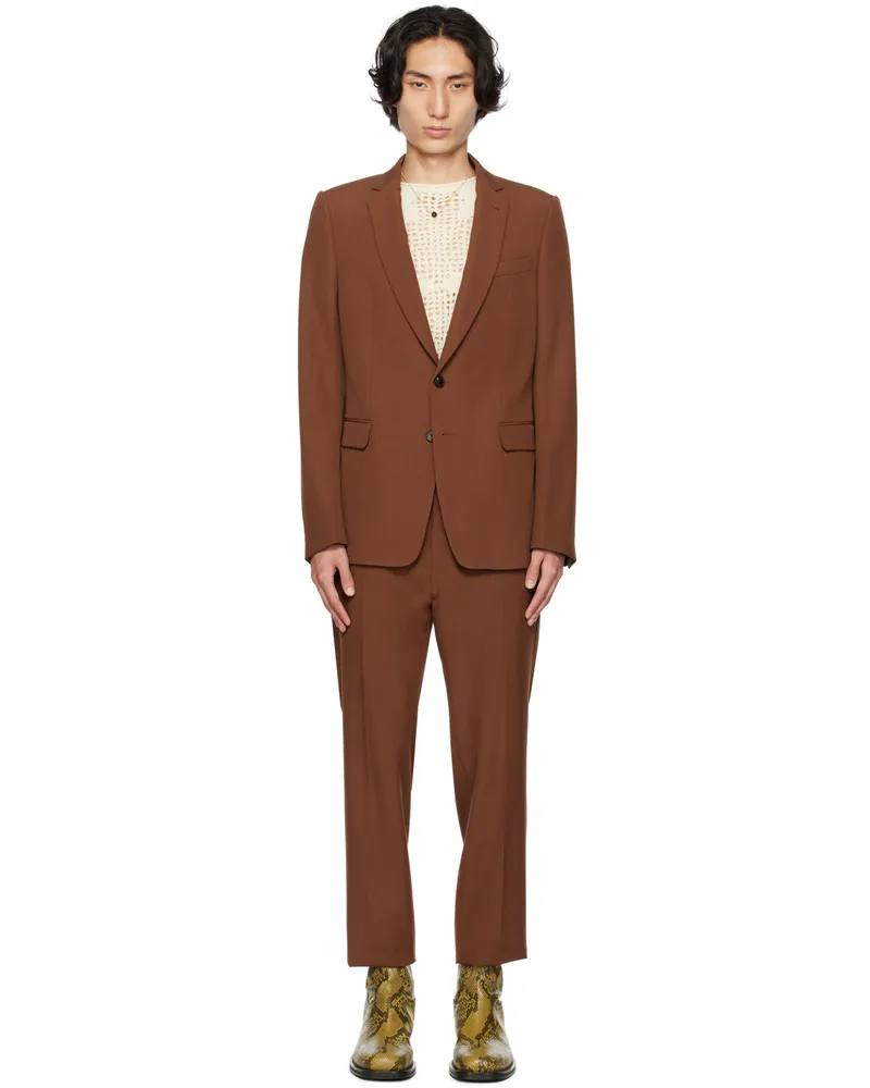 Dries van Noten Orange Notched Lapel Suit 701