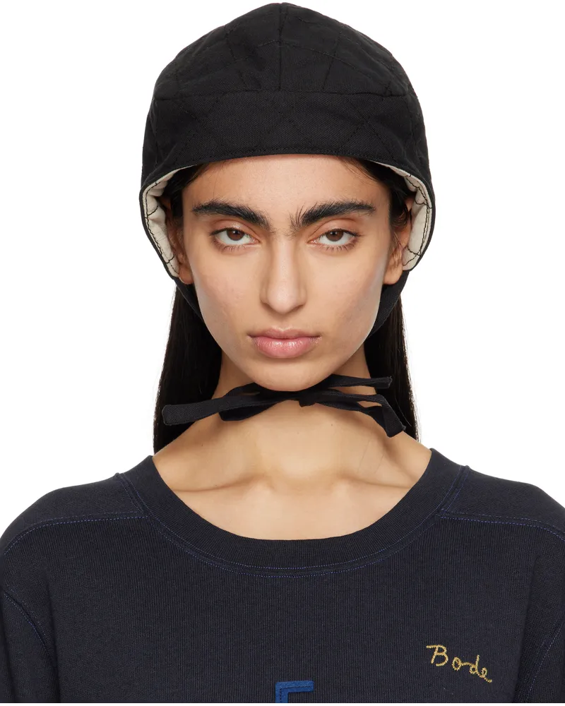 BODE Black Bloomstein Quilted Cap Black