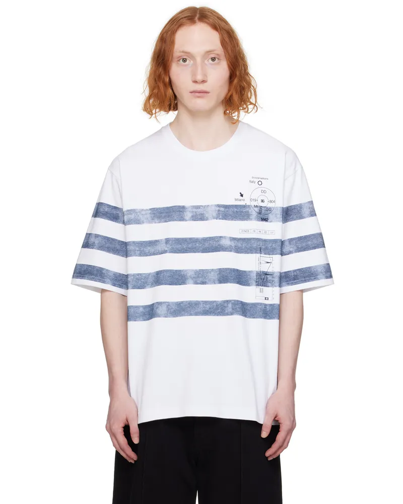 Dolce & Gabbana White Stripe T-Shirt Bianco