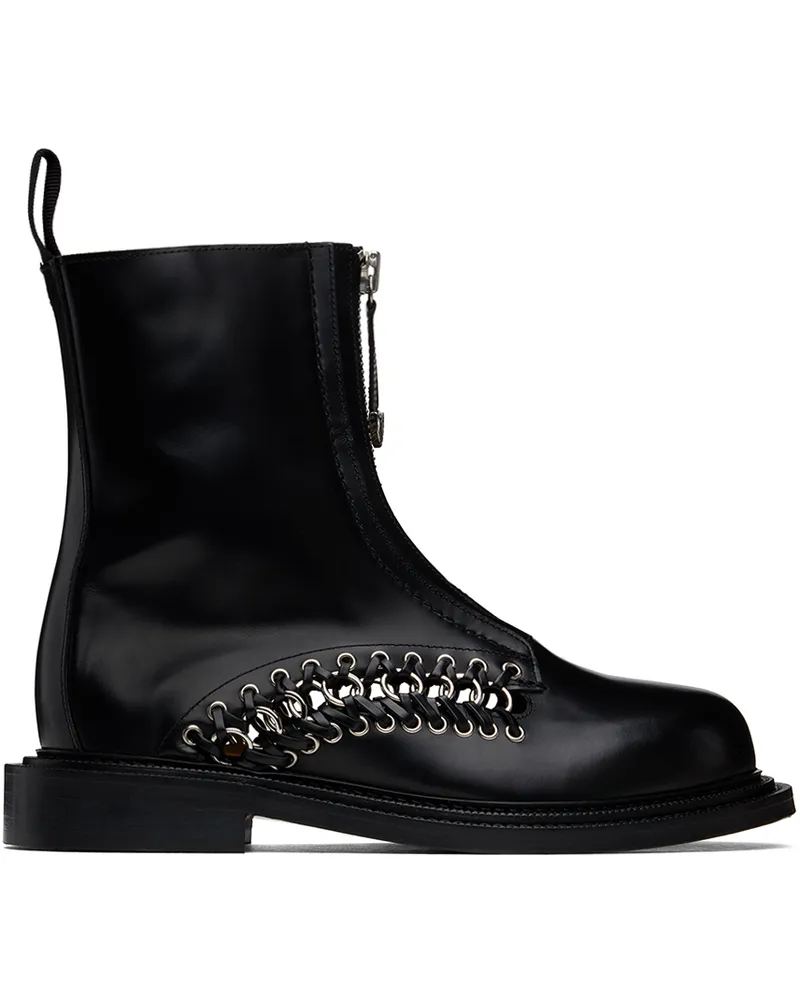 Toga Black Leather Boots Black