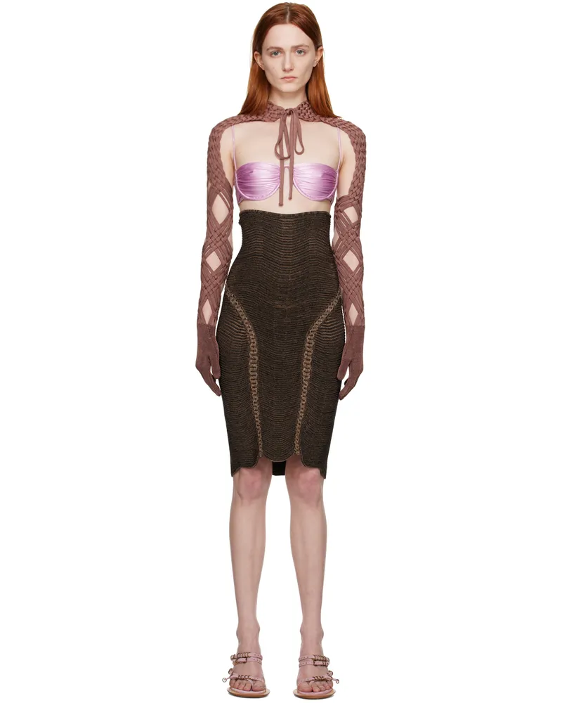 Isa Boulder Brown Wideturn Midi Skirt Bark