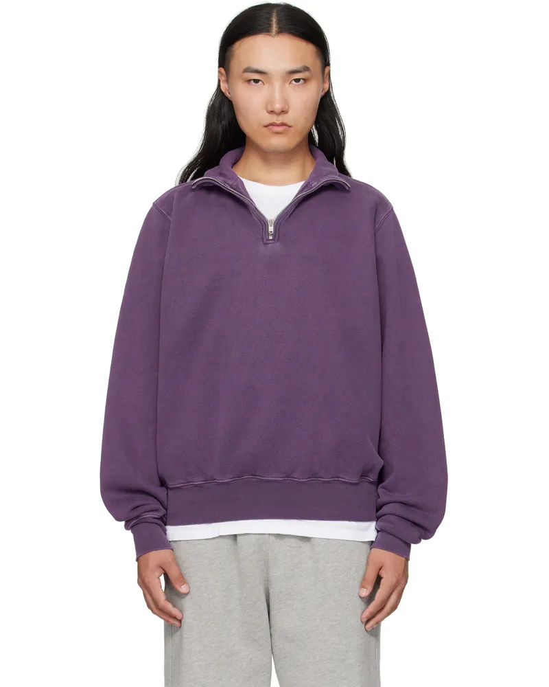 LES TIEN Purple Heavyweight Banded Yacht Sweatshirt Washed