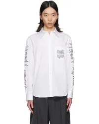 Simone Rocha White Ribbon Logo Print Shirt White