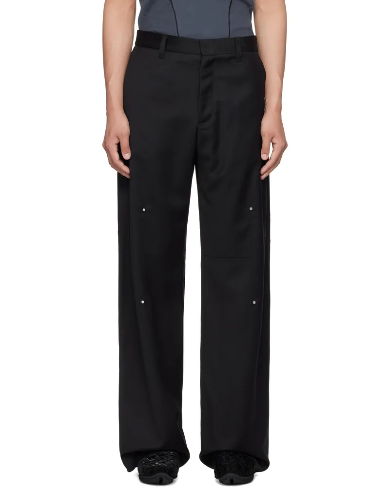 Heliot Emil Black Radial Tailored Trousers Black