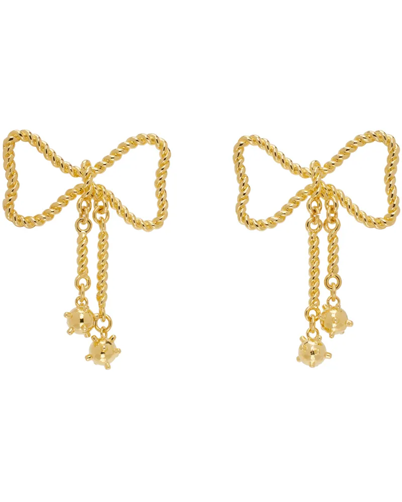 CHOPOVA LOWENA Gold Mace Bow Earrings Multi