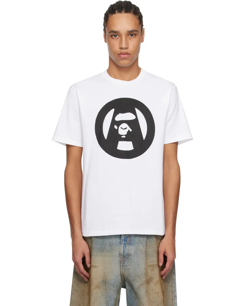 BAPE White Stencil Circle Ape Face T-shirt Wht-white