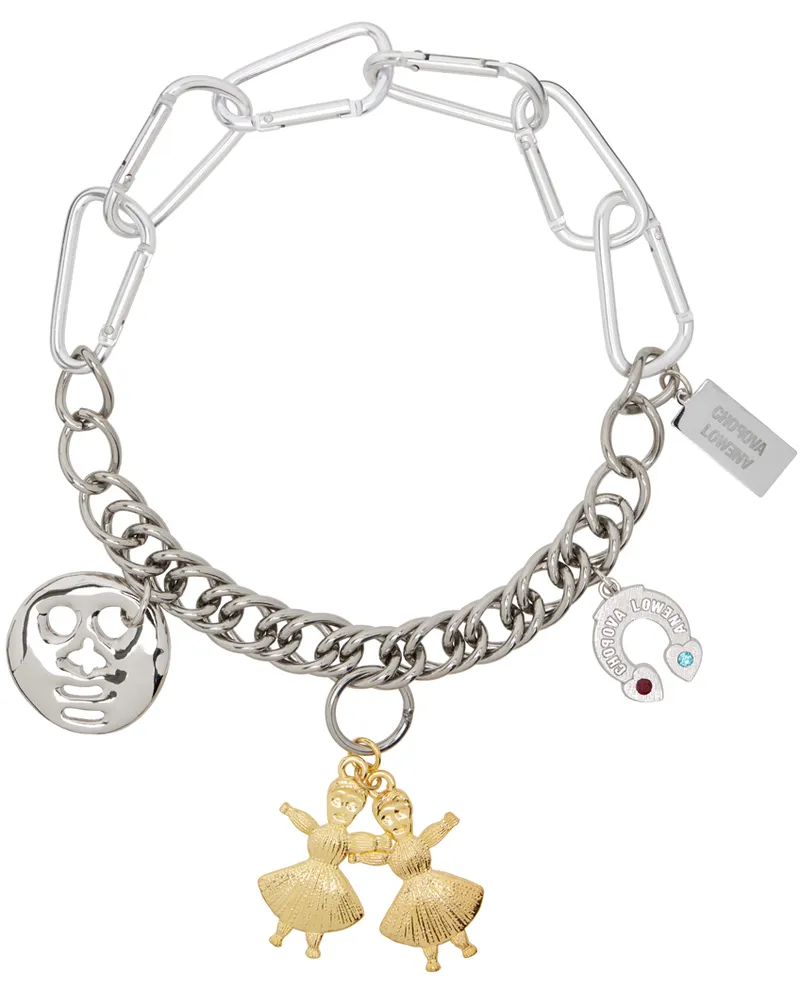 CHOPOVA LOWENA Silver Twin Necklace Multi