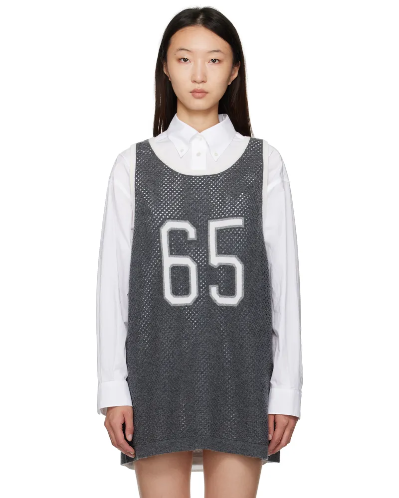 Thom Browne Gray Athletic Mesh Basketball Jersey Tank Top 035