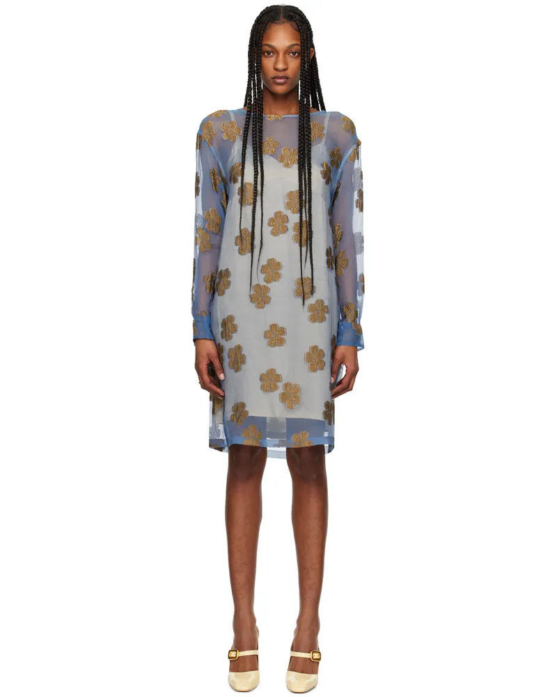 Dries van Noten Blue Embroidered Midi Dress 514