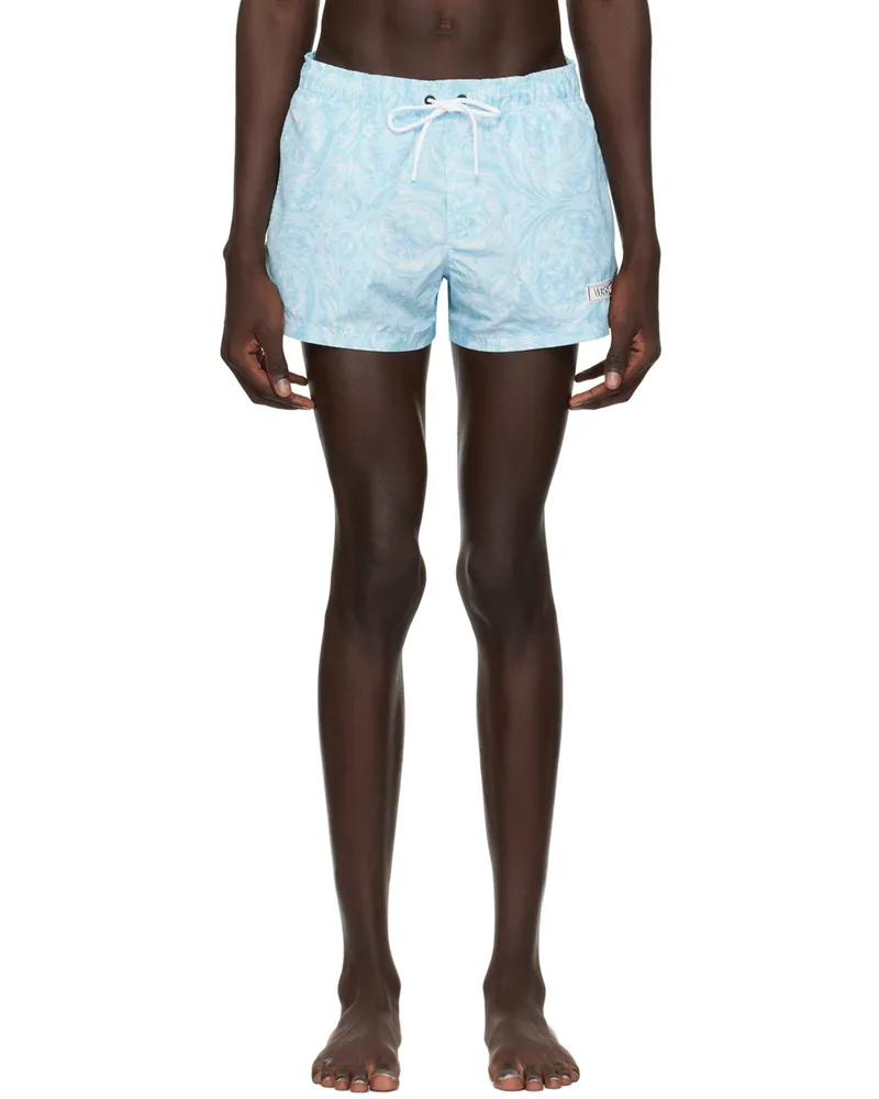 Versace Blue Barocco Swim Shorts 5u940-pale