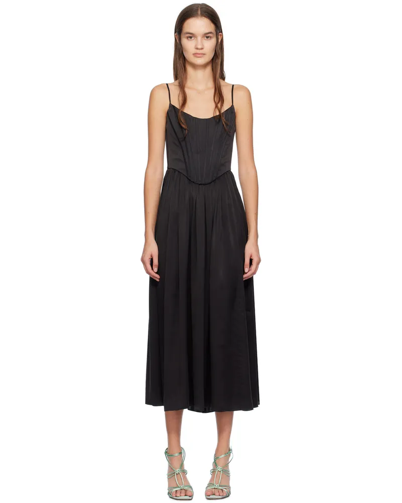 Zimmermann Black Paneled Midi Dress Blk