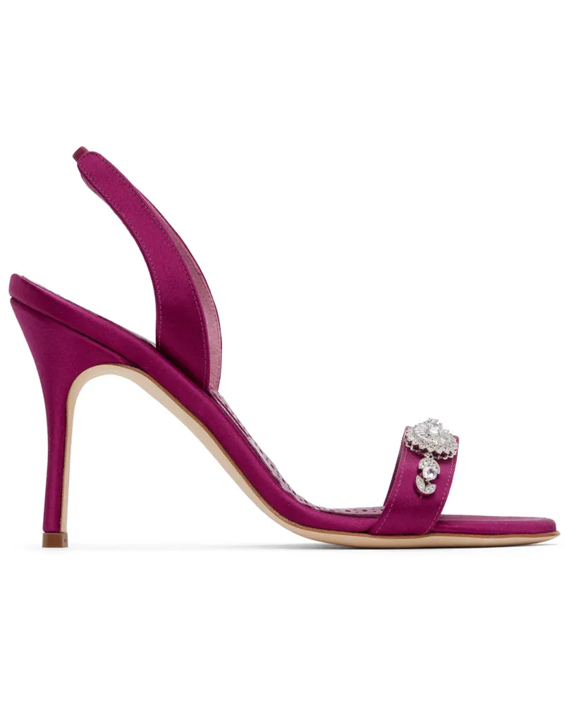 Manolo Blahnik Pink Lamisan Heeled Sandals Dpnk(6520)