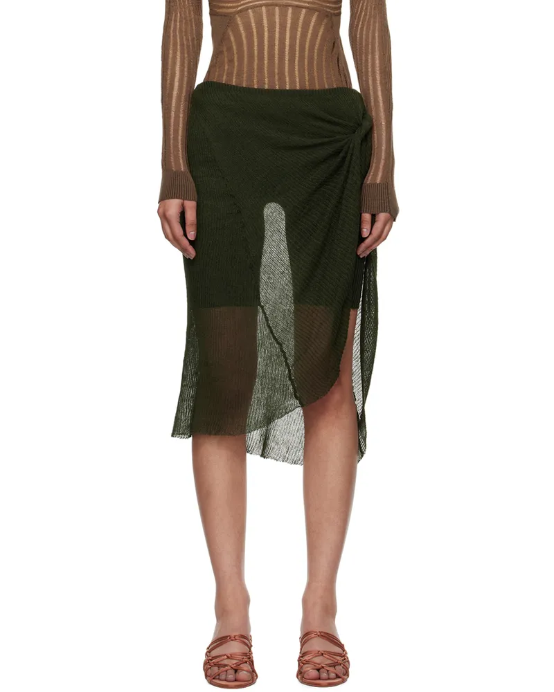 Isa Boulder Green Wrap Miniskirt Laurel