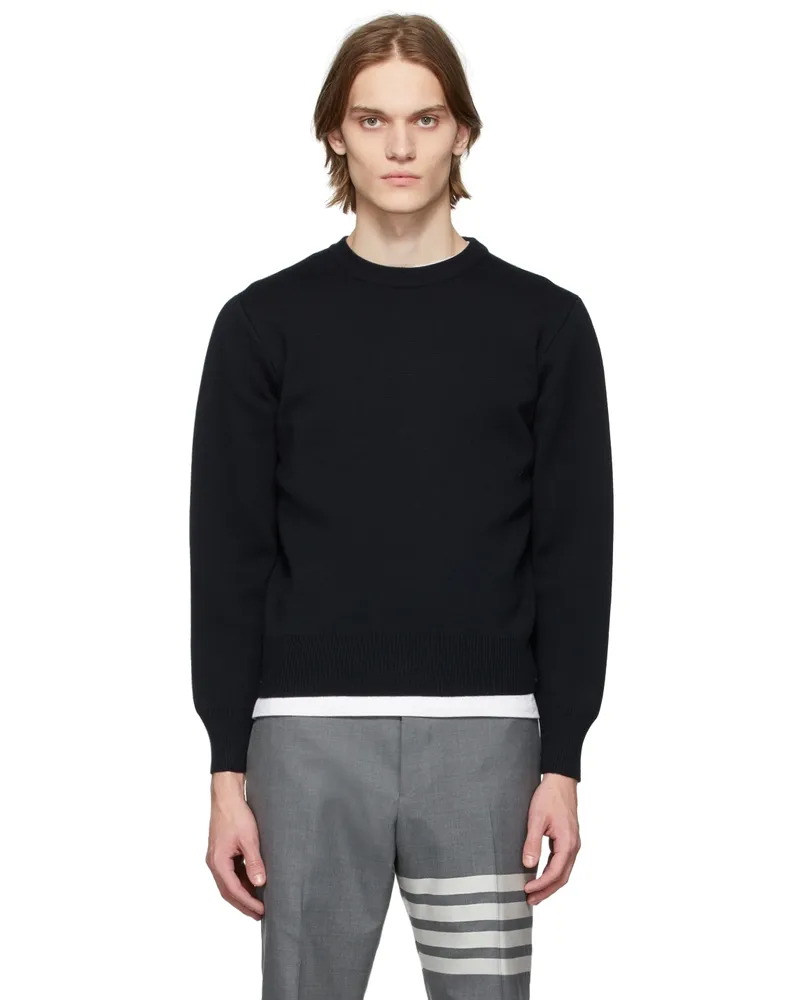 Thom Browne Navy Merino Milano Stitch Sweater 415