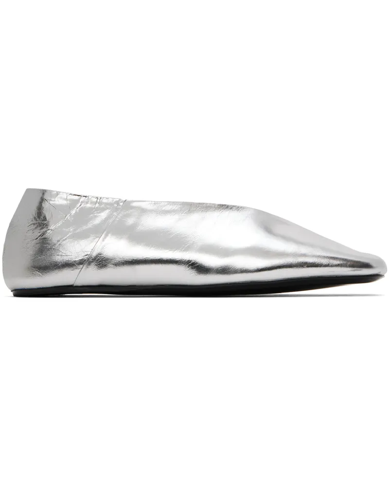 Jil Sander Silver Square Toe Ballerina Flats 056