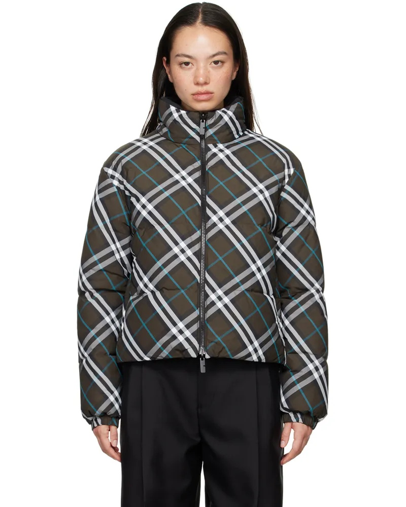 Burberry Khaki Check Reversible Down Puffer Jacket C1213