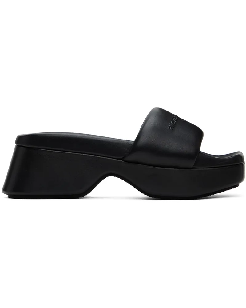 Alexander Wang Black Platform Sheep Leather Float Slides 001