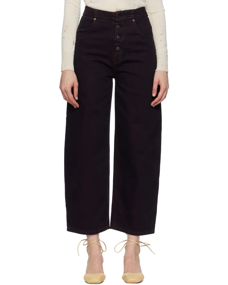 Maison Margiela Burgundy Barrel-Leg Jeans 227